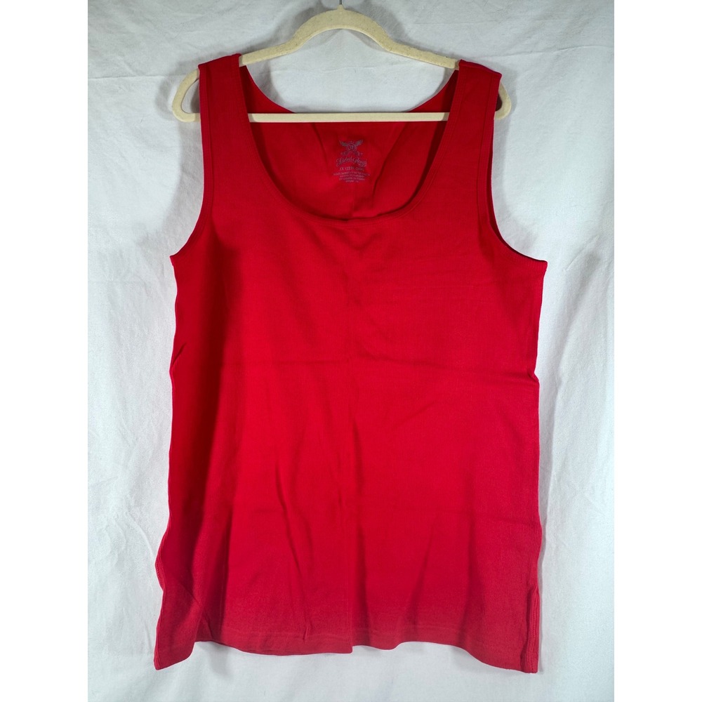 Faded Glory Women Red Ribbed Knit Tank Top Plus Size 3X 22-24 Scoop Neck Stretch